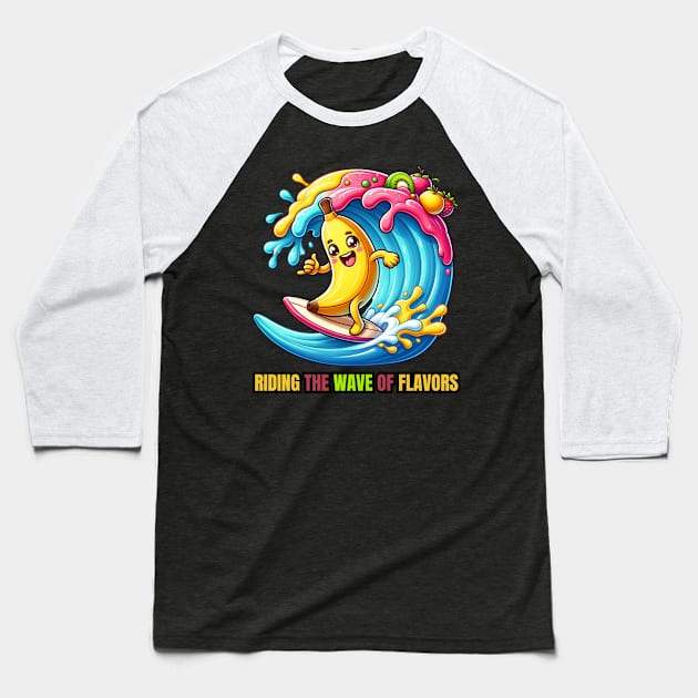 Banana Boarding - Riding the Wave of Flavors Surf Tee Baseball T-Shirt by vk09design